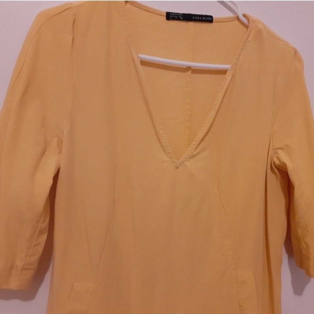 Zara Basic Yellow Shift Quarter Sleeves Dress Sma… - image 4